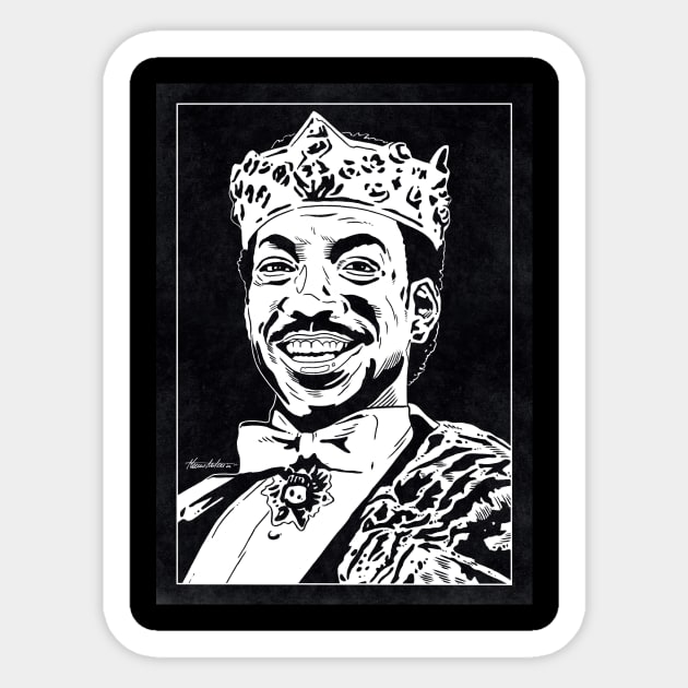 PRINCE AKEEM - Coming to America (Black and White) Sticker by Famous Weirdos